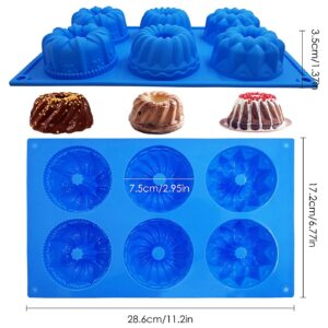 SAGOOITS 2 Packs Silicone Mini Fluted Cake Pans, Doughnut Maker Silicone Baking Tray Cupcake Muffin Molds, Mini Tube Cake Baking Pan (Pink, Blue)