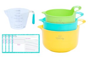 tovla jr. cooking and baking montessori mixing bowl and pitcher set for kids - baking supplies for boys and girls