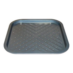 mingcao nonstick square pizza pan, 14 x14 inch carbon steel tray with holes, pizza bakeware for oven baking pizza,french fries
