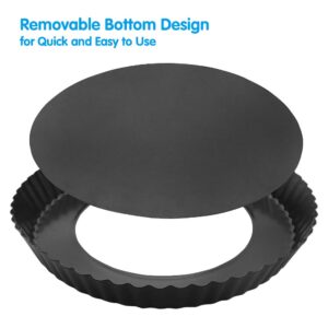 Quiche Tart Pan - 8Inch Non-stick Removable Loose Bottom Quiche Pan, Fluted Round Tart Pie Pan, Carbon Steel