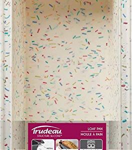 Trudeau Structure Loaf Pan Silicone Bakeware, Medium, White Confetti