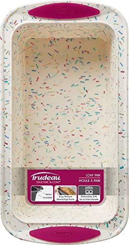 Trudeau Structure Loaf Pan Silicone Bakeware, Medium, White Confetti