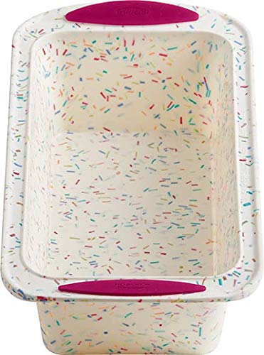 Trudeau Structure Loaf Pan Silicone Bakeware, Medium, White Confetti