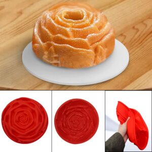 4 Pack Flower Shape Silicone Cake Mold, Non-Stick Large Flower Baking Trays Sunflower Chrysanthemum Rose Whirlwind Pattern Bread Pie Flan Tart Mold Silicone Baking Molds Pan for Holiday Birthday Party