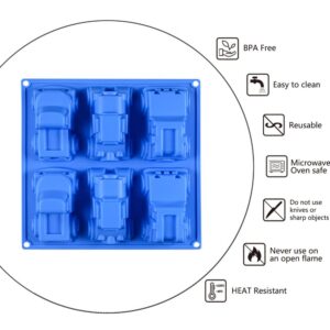 Truck SUV Car Baking Bakeware DIY Silicone Mold for Birthday Theme Party,Cool Ice Cream, Mini Cakes, Plaster Cars, Crayons, Candle, Ice Cube, Soap, Lotion Bars, Bread, Tart, Pie and More Ideas; MJ06L