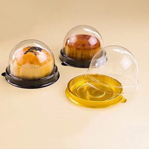 RAUVOLFIA 100 Pcs Mini Cupcake Container with Clear Dome, 2 Inch Transparent Plastic Muffins Cheese Pastry Dessert Mooncake Display Holder for Wedding Birthday Party