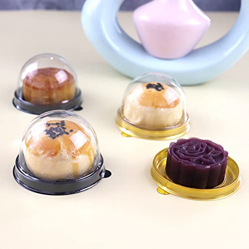 RAUVOLFIA 100 Pcs Mini Cupcake Container with Clear Dome, 2 Inch Transparent Plastic Muffins Cheese Pastry Dessert Mooncake Display Holder for Wedding Birthday Party