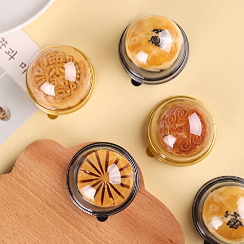 RAUVOLFIA 100 Pcs Mini Cupcake Container with Clear Dome, 2 Inch Transparent Plastic Muffins Cheese Pastry Dessert Mooncake Display Holder for Wedding Birthday Party