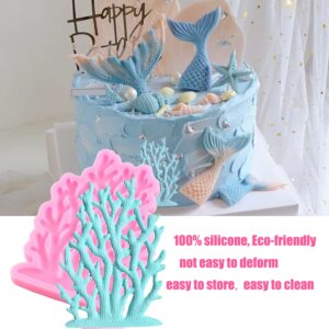 ZiXiang Sea Coral Silicone Molds Seaweed Fondant Mold for Chocolate Candy Cake Decoration Cupcake Topper Polymer Clay Gum Paste Set of 4