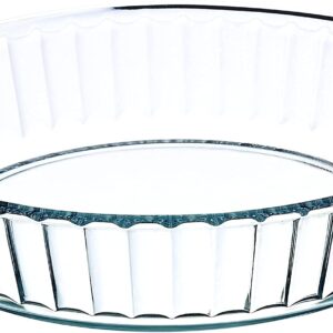 Simax Glass Pie Pan for Baking: Deep Round Pie Plate Dish Great For Apple, Pumpkin, Holiday Pies, etc. - Fluted Pie Holder - Oven Safe Tray - Borosilicate Glass Cake Tin - 10.25 Inch Large Diameter