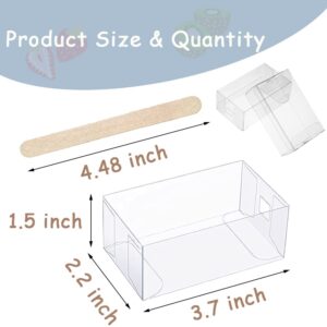 NDSWKR 300 Pieces Clear Popsicle Cakesicle Boxes Set, 150 PCS PET Ice Cream Boxes with 150 PCS Wooden Sticks, Plastic Treat Boxes for Baking, Wedding, Birthday Party