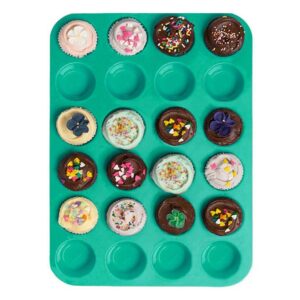 FOCCTS Silicone Muffin Pan, 24 Mini Cupcake Pan for Cream Cheese Fat Bombs, Non Stick, Dishwasher Safe Silicon Bakeware Pans, 2 Pack