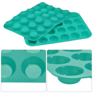 FOCCTS Silicone Muffin Pan, 24 Mini Cupcake Pan for Cream Cheese Fat Bombs, Non Stick, Dishwasher Safe Silicon Bakeware Pans, 2 Pack