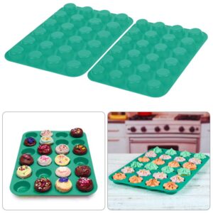 FOCCTS Silicone Muffin Pan, 24 Mini Cupcake Pan for Cream Cheese Fat Bombs, Non Stick, Dishwasher Safe Silicon Bakeware Pans, 2 Pack