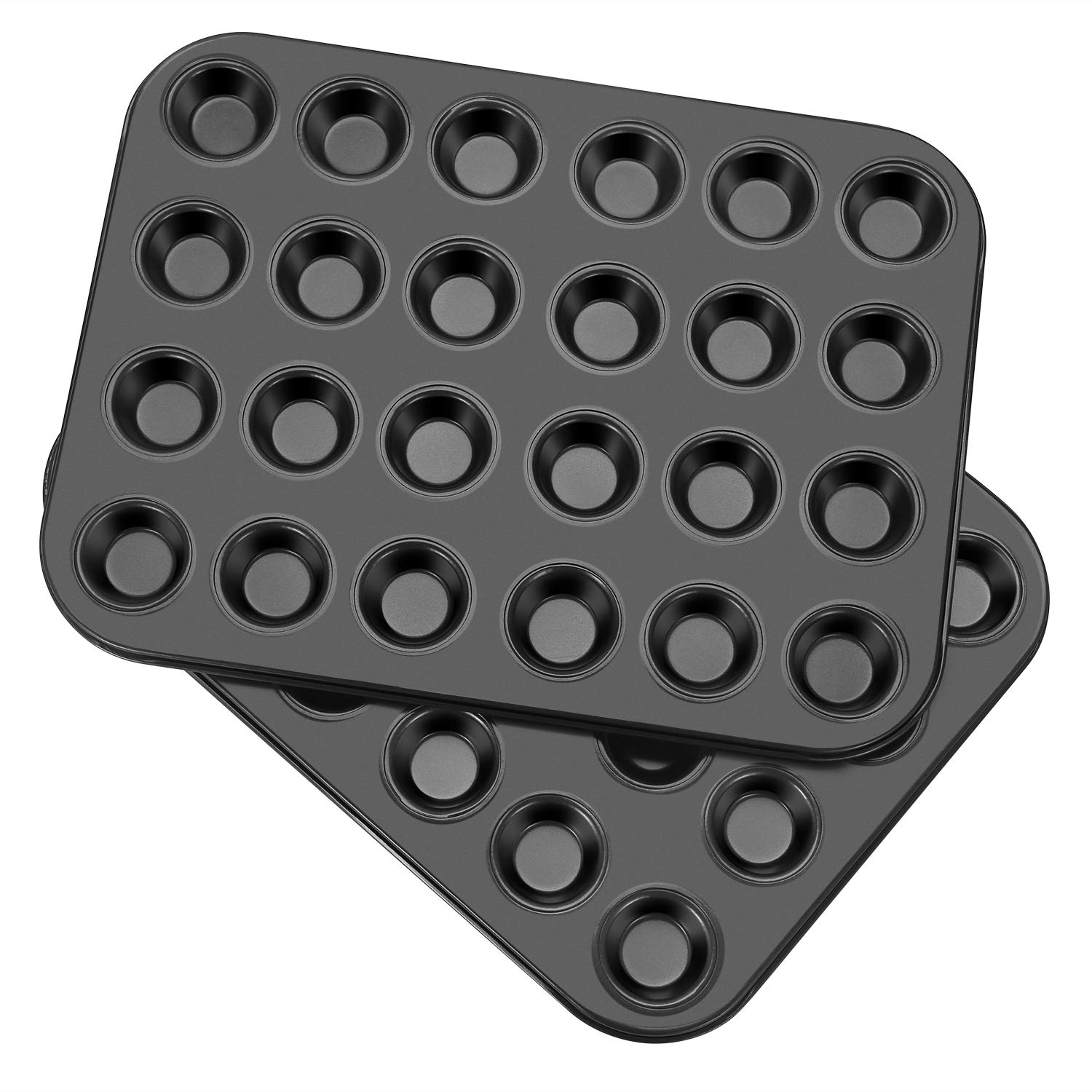 Flexzion Muffin Tray Cupcake Baking Pan 2 Pack, 24-Cup Nonstick Carbon Steel Muffin Tins Non-Stick Cupcake Tin Bakeware Accessories for Baking Cupcakes Muffin Brownies Snacks, Easy Clean, Fridge Safe