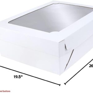 O'CREME White 2-Piece Window Cake Box 19-1/2 Inch x 26-1/2 Inch x 8-Inch High (Sized for Full-Sheet Pastry Trays) - Pack of 5