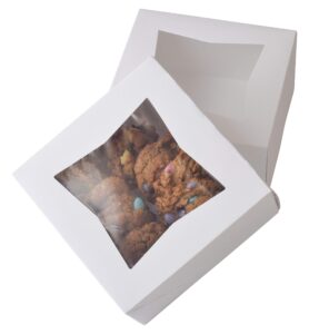6" x 6" x 3" white bakery box | auto-popup | small pie boxes with window | 20 pack