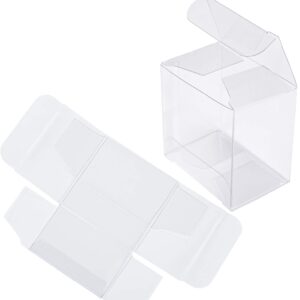 Nicunom 100 Pack Clear Macaron Boxes, Plastic Favor Boxes, 2.17" x 2.17" x 1.38" Bakery Boxes Candy Containers for Chocolate Cake Desserts Cupcakes Cookies Muffins Party Favors Packaging