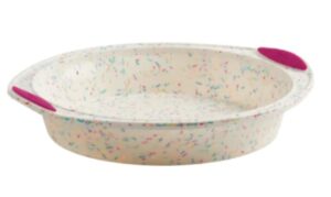 trudeau round cake pan 9"-white confetti/fuchsia -05118557