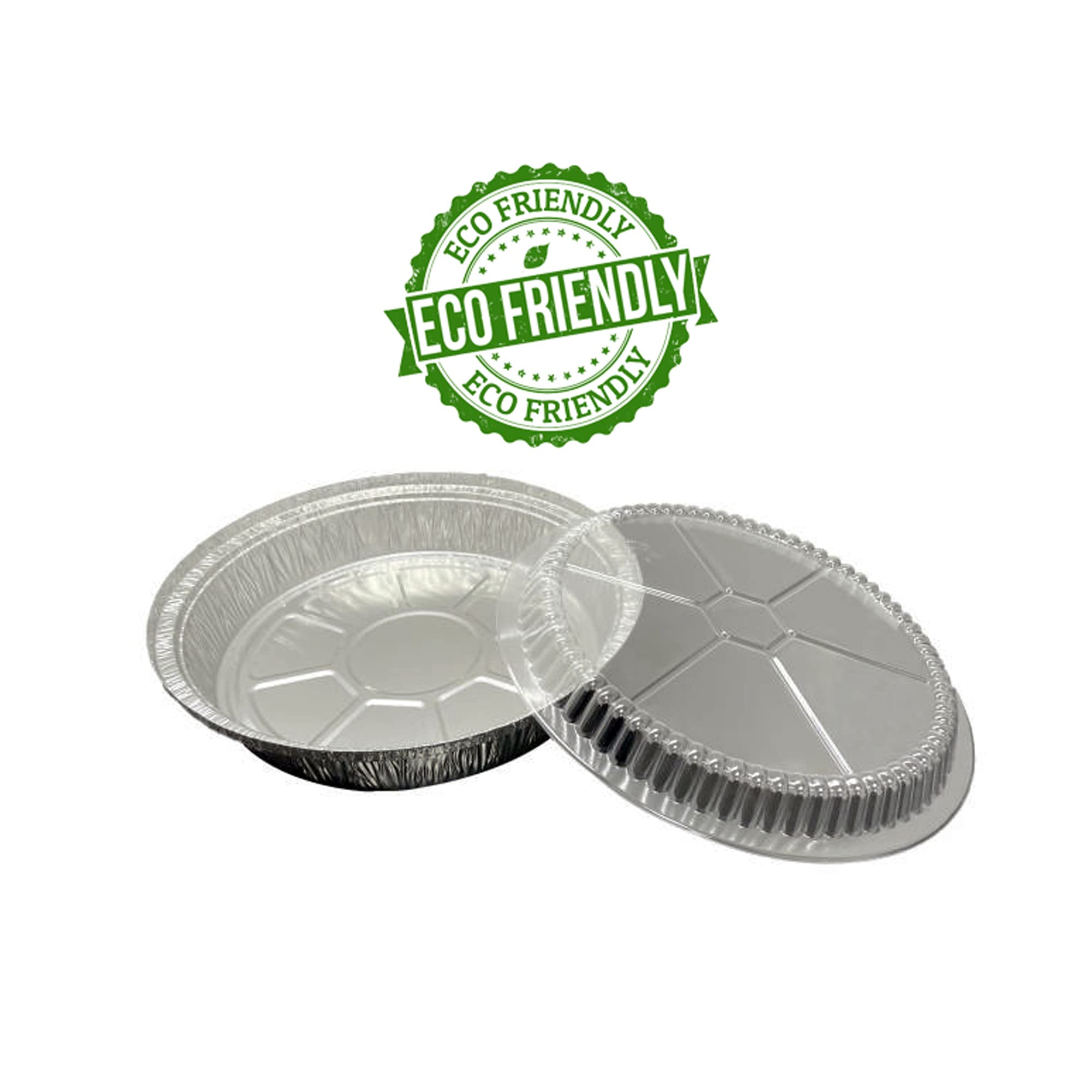 9-inch Aluminum-Foil Pie Pans with Lid – Round Disposable Heavy Duty Pans for Storing, Tart Baking, Reheating and Serving – Oven & Freezer safe - Made in USA (Pack of 20)