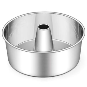 e-far angel food cake pan, 10-inch stainless steel tube pan for baking pound chiffon cake, one-piece design & non-toxic, dishwasher safe
