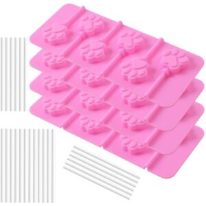 newk lollipop silicone mold, 4 packs 6- cavity non-stick paw silicone molds for lollipop chocolate candy