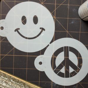 Designer Stencils Peace & Happiness Cookie Set Stencils, Beige/semi-transparent