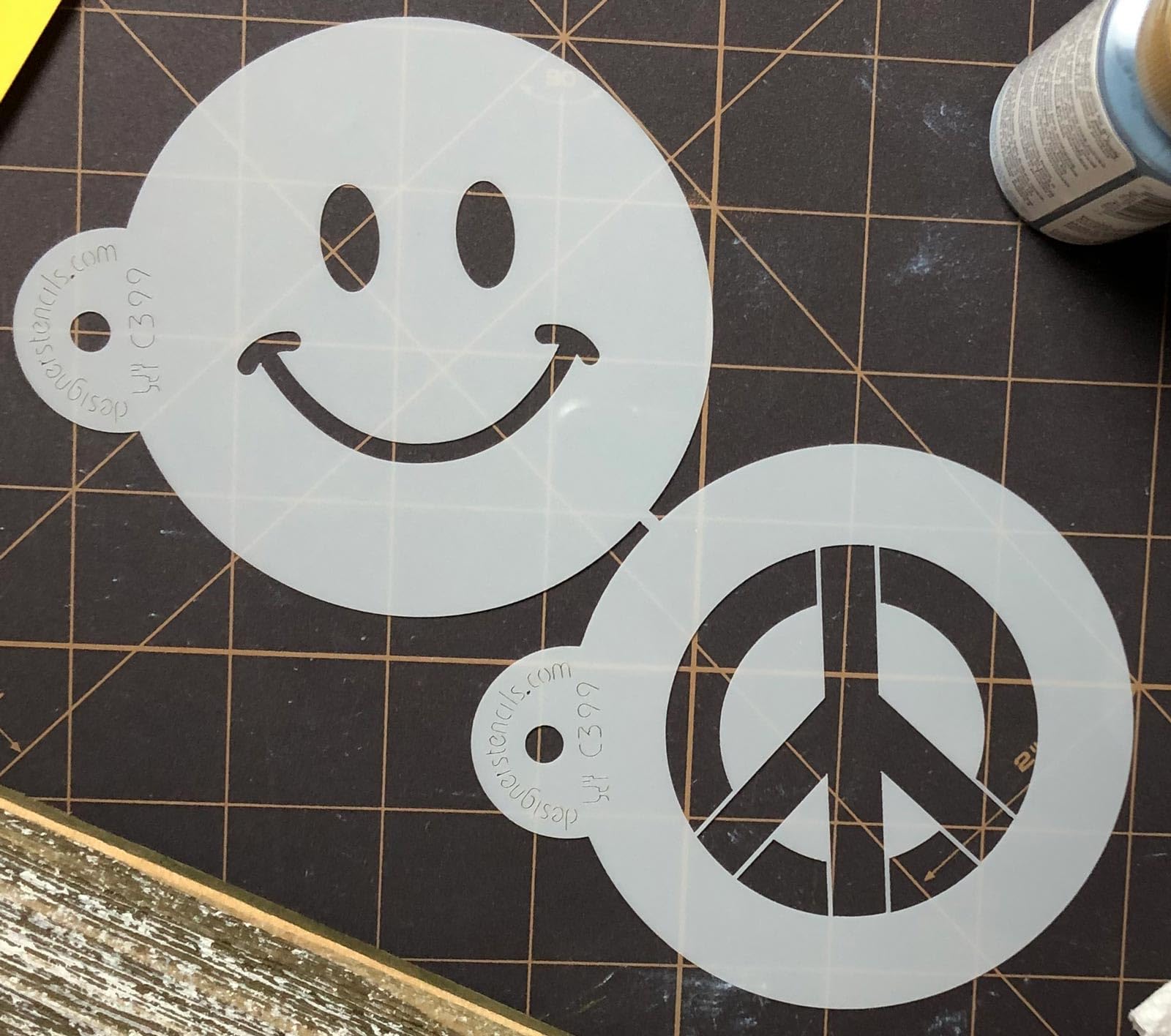 Designer Stencils Peace & Happiness Cookie Set Stencils, Beige/semi-transparent