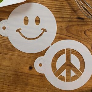 Designer Stencils Peace & Happiness Cookie Set Stencils, Beige/semi-transparent