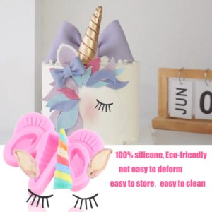 ZiXiang Unicorn Silicone Molds Unicorn Horn Ears Rainbow Fondant Molds For Cake Decorating Cupcake Topper Jelly Chocolate Candy Polymer Clay Gum Paste Set of 4