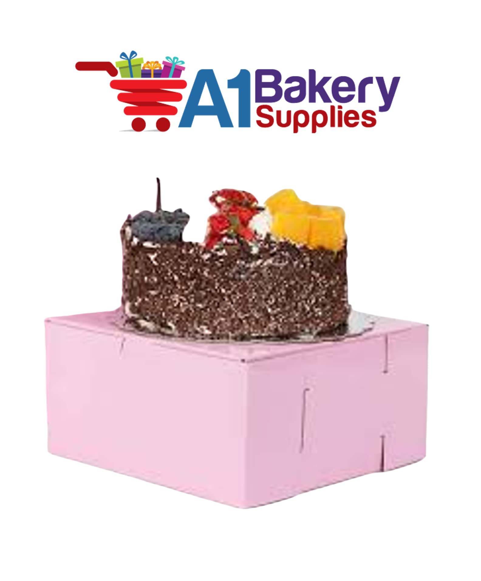 A1 Bakery Supplies Cake Boxes Cake Carry Boxes Disposable Cake boxes 10 Pack Pink 8 x 5 x 3.5 MADE IN USA