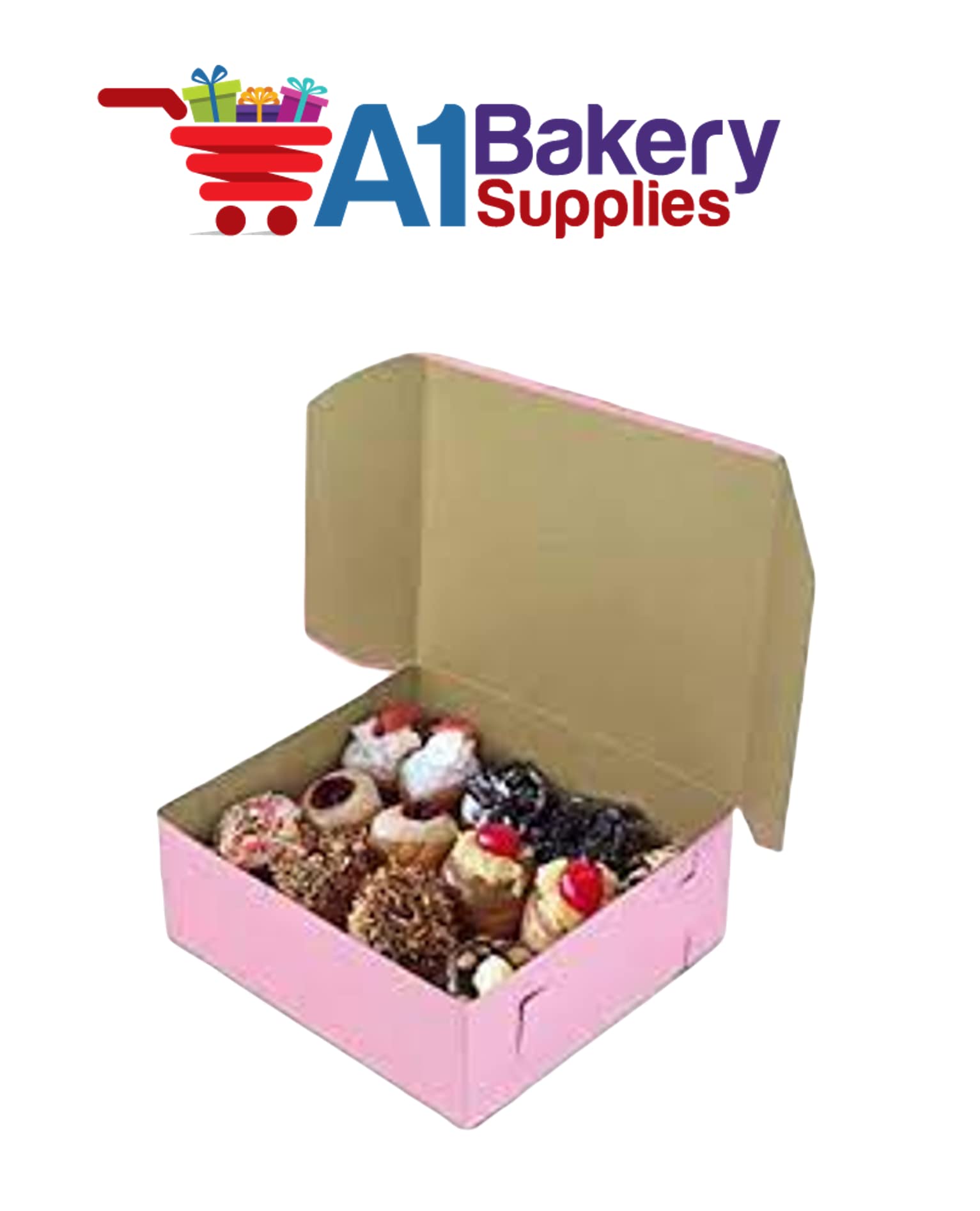 A1 Bakery Supplies Cake Boxes Cake Carry Boxes Disposable Cake boxes 10 Pack Pink 8 x 5 x 3.5 MADE IN USA