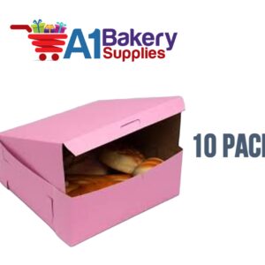 A1 Bakery Supplies Cake Boxes Cake Carry Boxes Disposable Cake boxes 10 Pack Pink 8 x 5 x 3.5 MADE IN USA