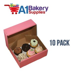 A1 Bakery Supplies Cake Boxes Cake Carry Boxes Disposable Cake boxes 10 Pack Pink 8 x 5 x 3.5 MADE IN USA