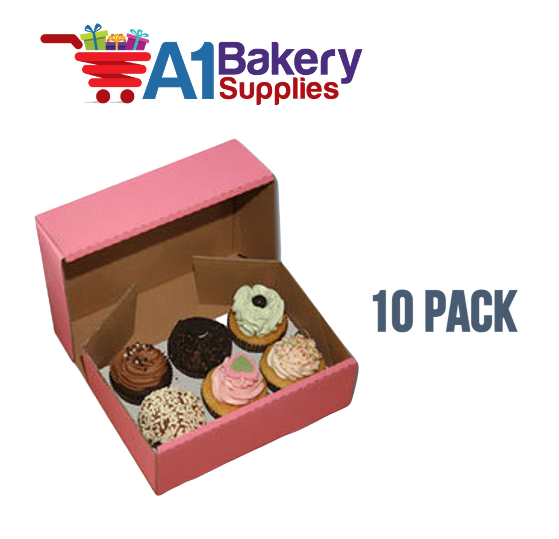 A1 Bakery Supplies Cake Boxes Cake Carry Boxes Disposable Cake boxes 10 Pack Pink 8 x 5 x 3.5 MADE IN USA