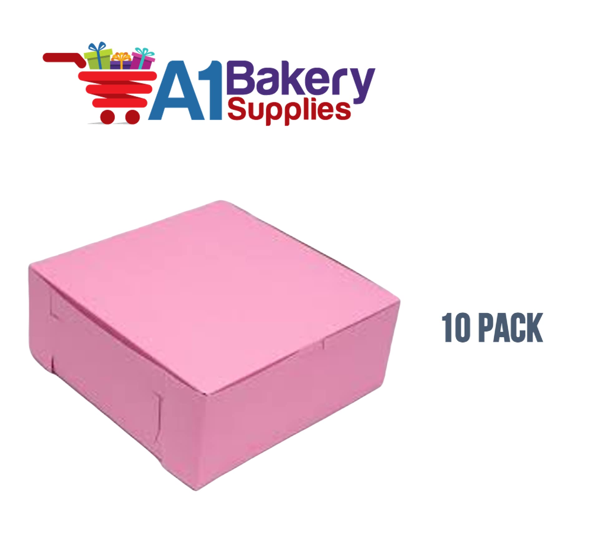 A1 Bakery Supplies Cake Boxes Cake Carry Boxes Disposable Cake boxes 10 Pack Pink 8 x 5 x 3.5 MADE IN USA