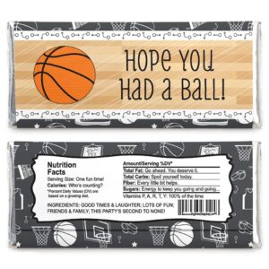 Big Dot of Happiness Nothin' but Net - Basketball - Candy Bar Wrappers Birthday Party Favors - Set of 24
