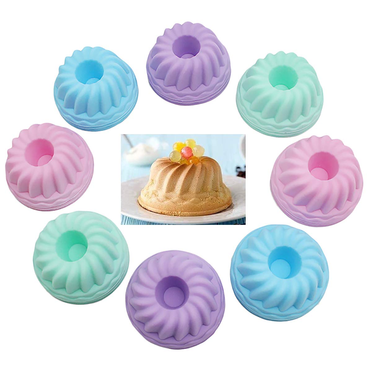 UpTuoLi Silicone Donut Pans for Baking, 12Pcs Mini bundt Pan Silicone Donut Molds, Nonstick Doughnut Muffin Pumpkin Cup Cupcake Molds Pan, Mini Fluted Tube Silicone Baking Molds