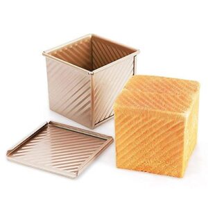 bakeware loaf pan with cover 4.3 x 4.3 inch bread toast mold with lid (a)
