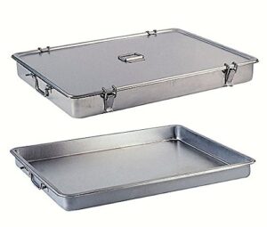 professional w:19.69'' l: 27.56'' h: 3.15'' commercial stainless steel rectangular large hi-side lock clips lasagna baking bakeware roasting cooking sheet tray roaster pan for oven with lid and handle