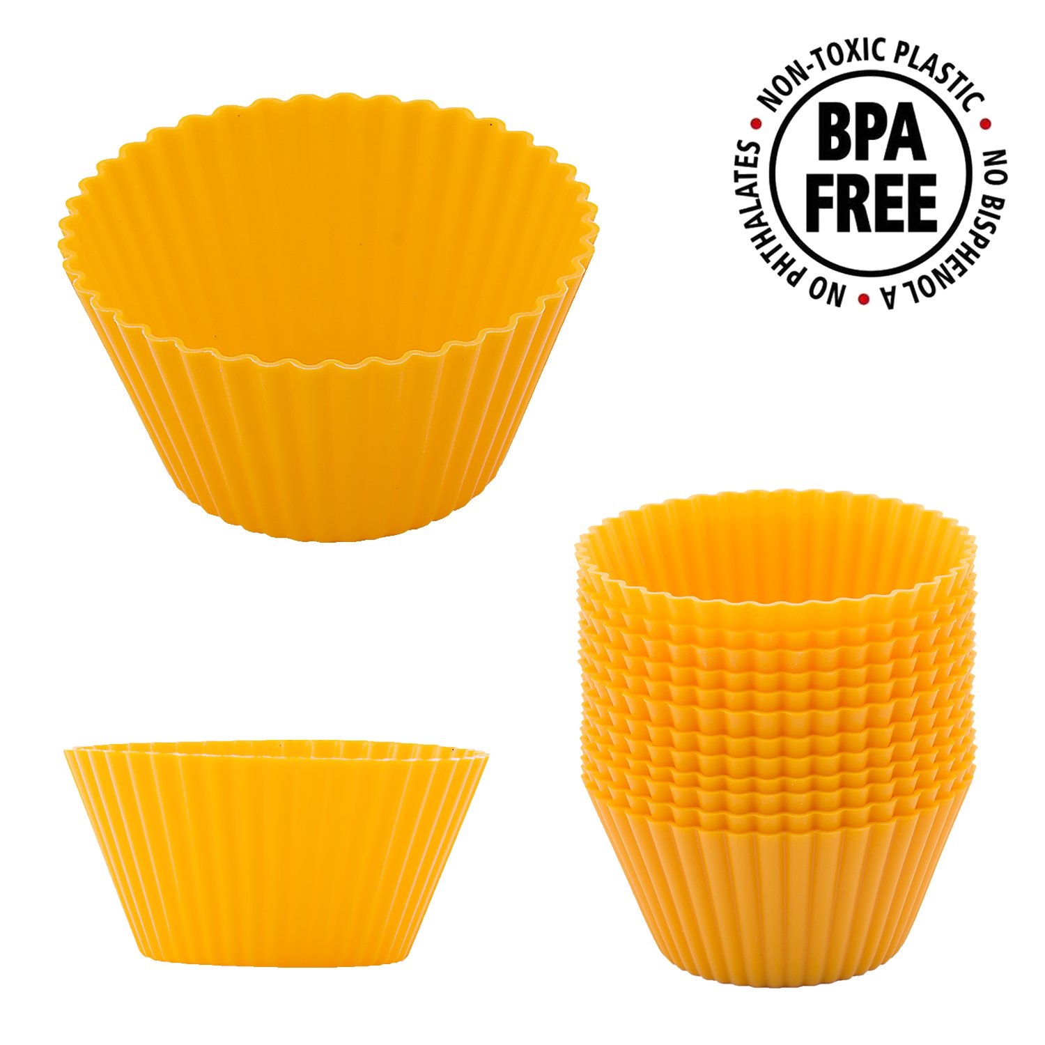 12 silicone muffin pan silicone cupcake baking cups yellow silicone muffin liners round 7cm beicemania