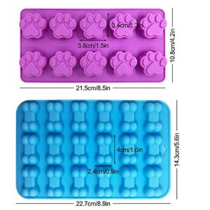 Puppy Dog Paw and Bone Silicone Molds, Sonku Silicone Trays Candy Molds for Chocolate, Candy, Jelly, Ice Cube, Dog Treats (5Pcs/set)