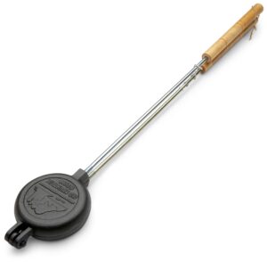 old mountain pre seasoned round pie iron, 28 inch long