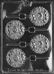 grandmama's goodies f083 sunflower lollipop chocolate candy mold with molding instructions included