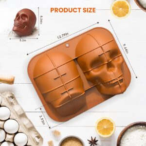 TZnponr 3d Skull Cake Molds for Baking, Cake Molds for Halloween, Food Grade Silicone DIY Large Skull Cake Pan for Birthday,Halloween and all parties.