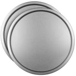 decorrack 2 pack 13 inch alloy steel pizza pan, non-stick coating, dishwasher safe serving tray, round baking tray for oven use
