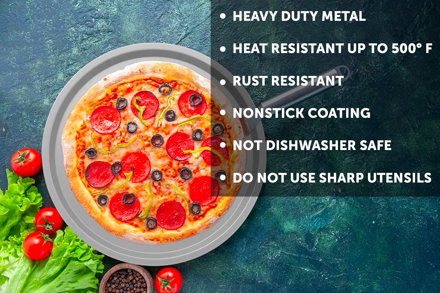 DecorRack 2 Pack 13 Inch Alloy Steel Pizza Pan, Non-Stick Coating, Dishwasher Safe Serving Tray, Round Baking Tray for Oven Use