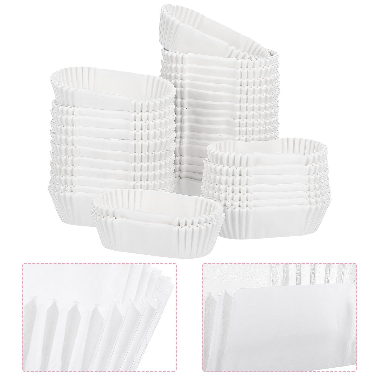 Loaf Liners Mini Baking Pan: 1000Pcs Paper Baking Cups Disposable Cupcake Liners Oil-Proof Cupcake Wrappers Rectangle Parchment Liners for Cake Balls Muffins Cupcakes and Candies