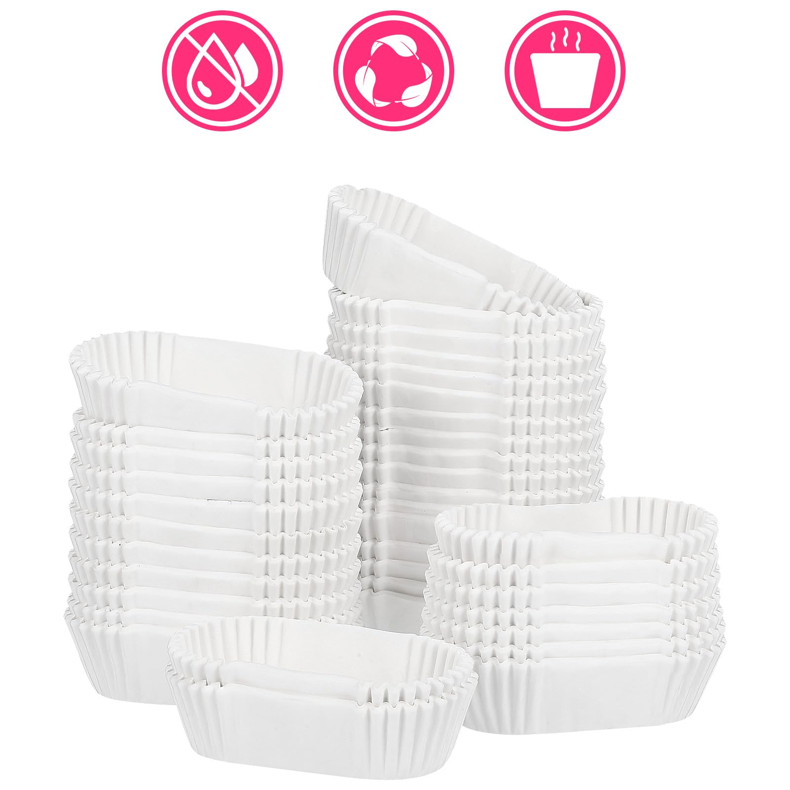 Loaf Liners Mini Baking Pan: 1000Pcs Paper Baking Cups Disposable Cupcake Liners Oil-Proof Cupcake Wrappers Rectangle Parchment Liners for Cake Balls Muffins Cupcakes and Candies