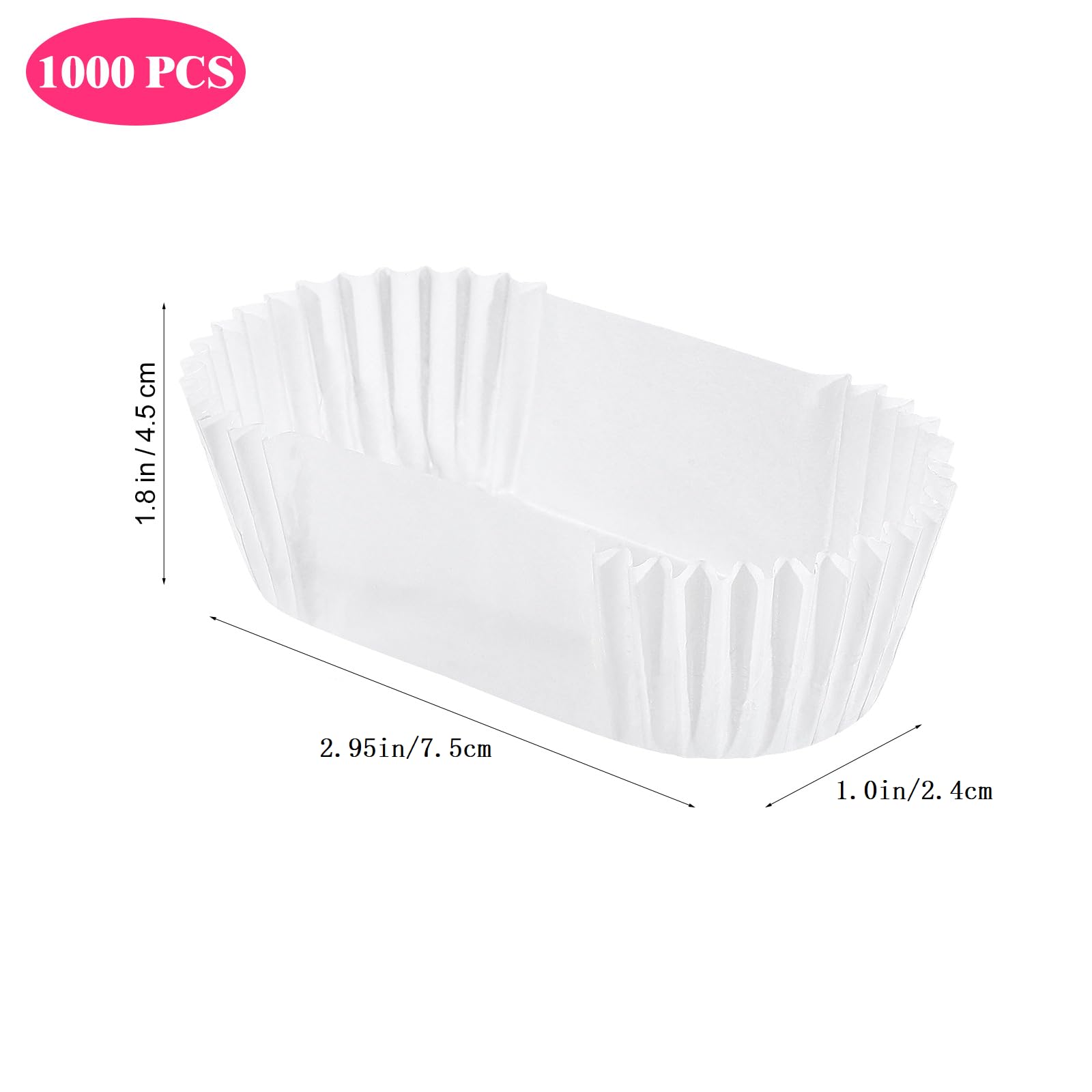 Loaf Liners Mini Baking Pan: 1000Pcs Paper Baking Cups Disposable Cupcake Liners Oil-Proof Cupcake Wrappers Rectangle Parchment Liners for Cake Balls Muffins Cupcakes and Candies